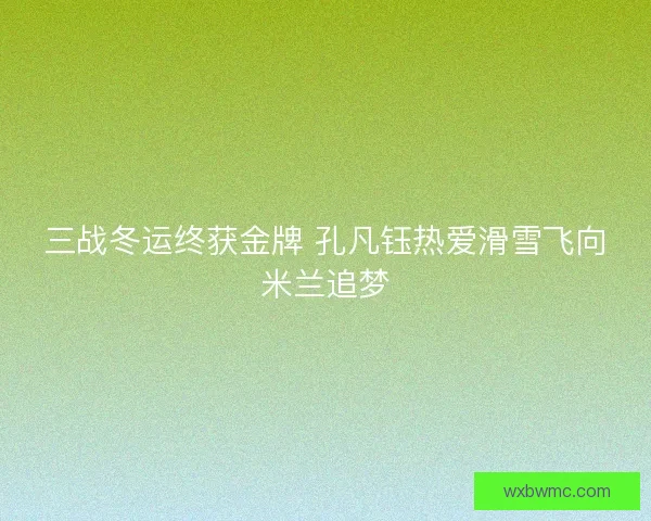 三战冬运终获金牌 孔凡钰热爱滑雪飞向米兰追梦